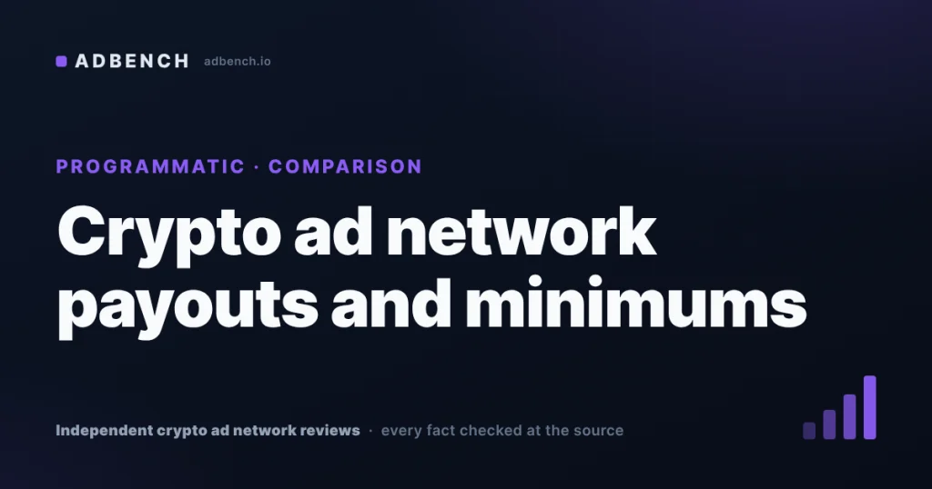 Crypto ad network payouts and minimums, compared and verified