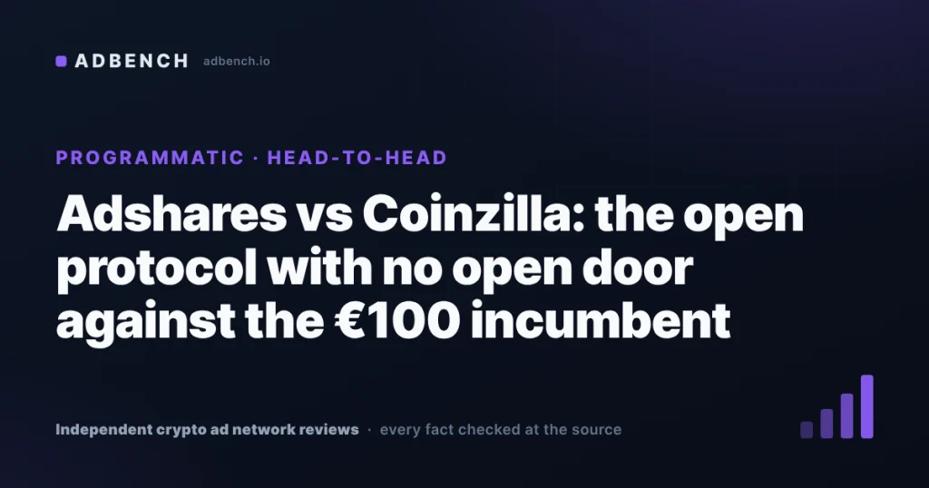 Adshares vs Coinzilla: the open protocol with no open door against the €100 incumbent