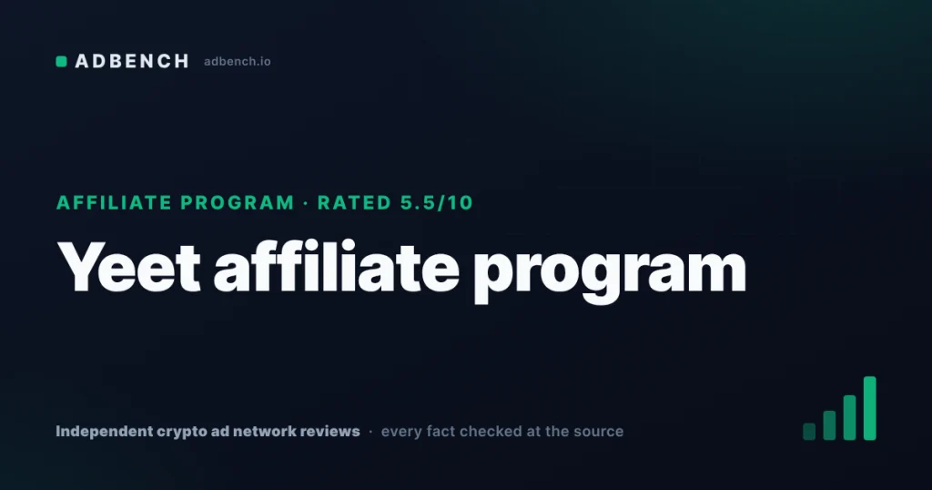 Yeet affiliate program review: 14% halved by its own formula, and a licence number the register spells differently