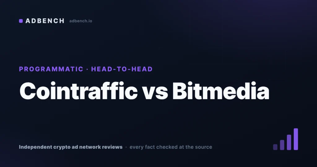 Cointraffic vs Bitmedia: a €3,000 desk or a $300 dashboard, and what each contract keeps
