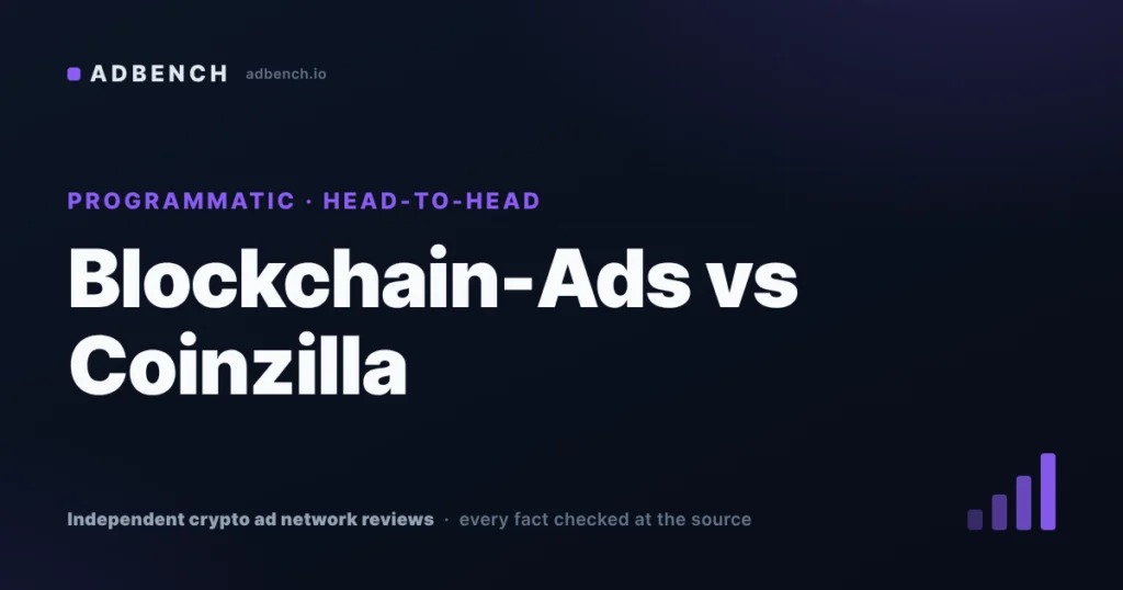 Blockchain-Ads vs Coinzilla: a $10,000 door onto a wallet graph, or a €100 door onto the crypto front pages